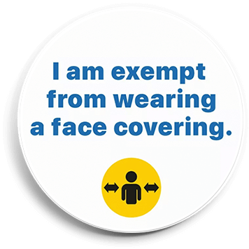 Exempt from covid face covering mask badge