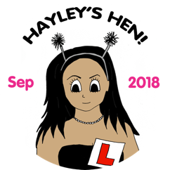 Hen-night cartoon badge